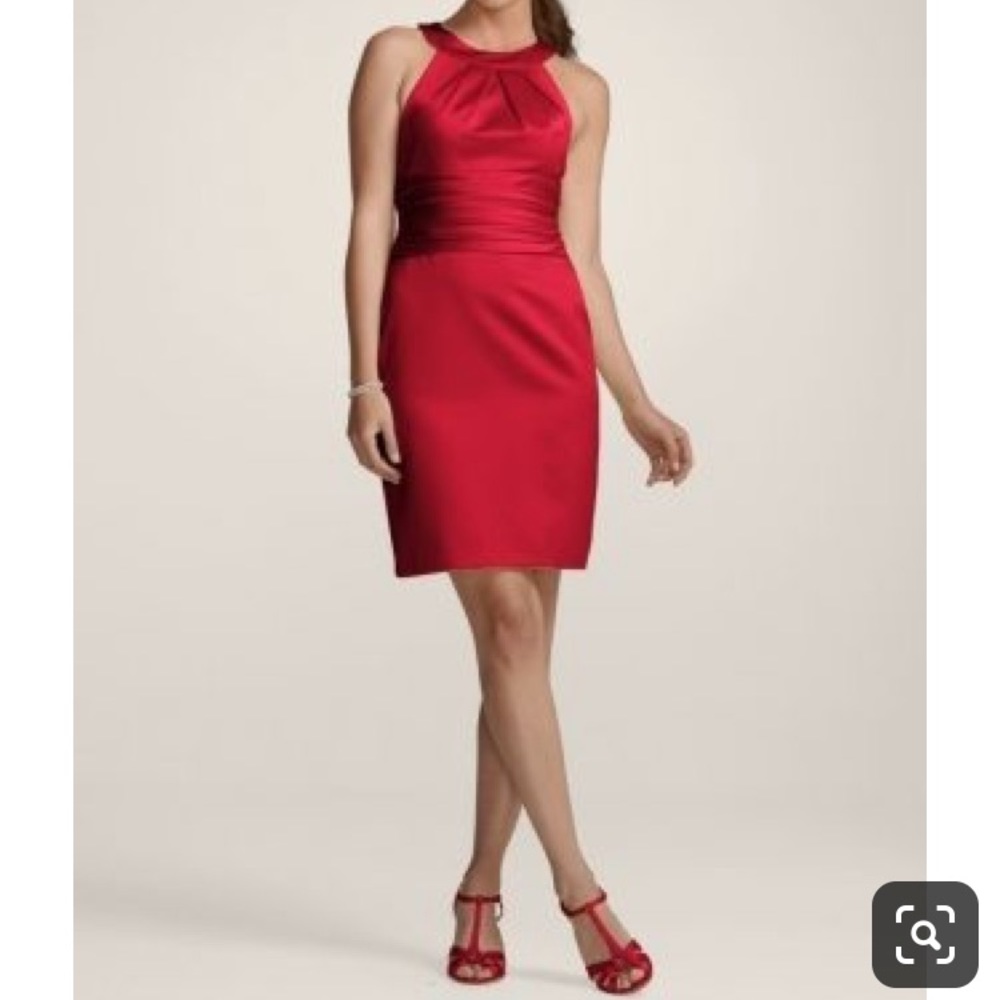 David’s Bridal Pink Satin Dress with pleated bust